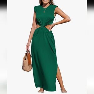 CUPSHE-Summer Maxi Dresses Sleeveless Cutout Side Slit Long Dress- Xl